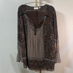 Belle by Kim Gravel Elegant Paisley Blouse- Size 3X